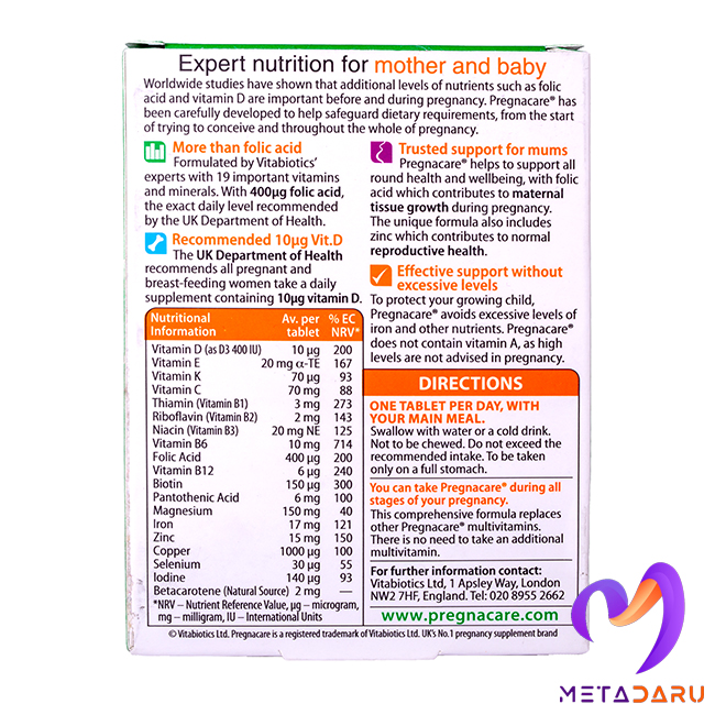 PREGNACARE ORIGINAL - PREGNANCY TAB (VITABIOTICS)