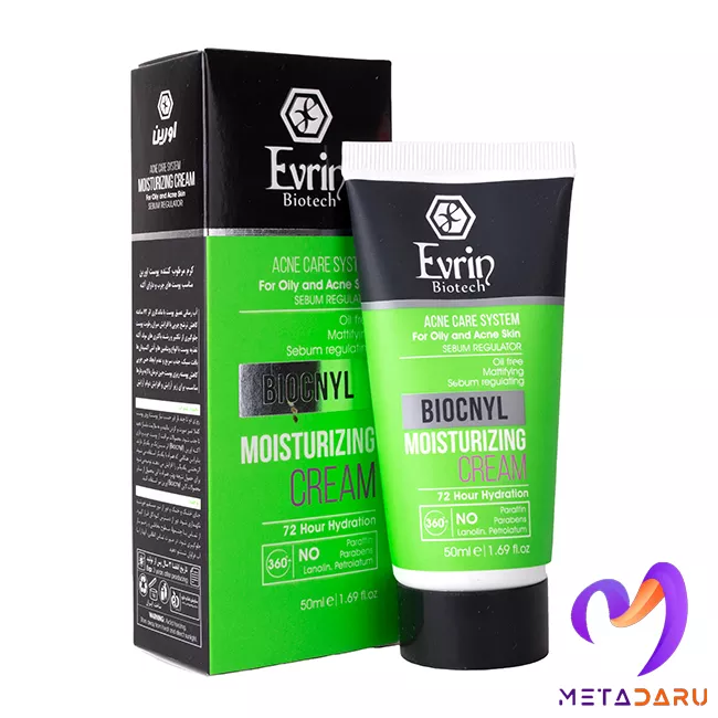 کرم مرطوب کننده پوست چرب و دارای آکنه بایوکنیل اورین | Evrin Moisturizing Cream