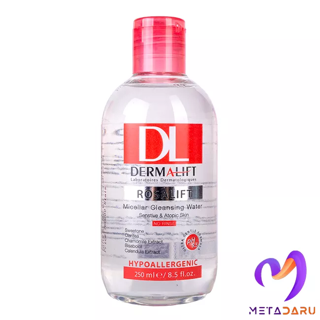 محلول پاک کننده صورت پوست های حساس رزالیفت درمالیفت | Dermalift Rosalift Micellar Cleansing Water