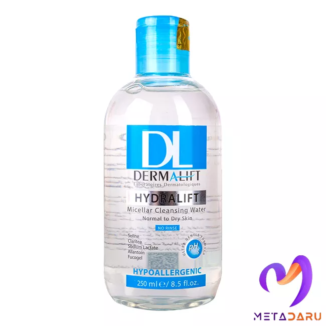 محلول پاک کننده صورت پوست نرمال تا خشک هیدرالیفت درمالیفت | Dermalift Hydralift Micellar Cleansing Water