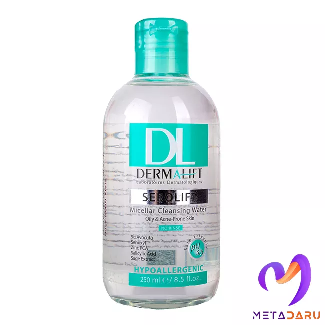 محلول پاک کننده صورت چرب و مستعد آکنه سبولیفت درمالیفت | Dermalift Sebolift Micellar Cleansing Water