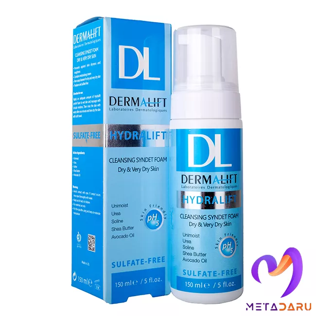 فوم شستشوی صورت پوست خشک و خیلی خشک هیدرالیفت درمالیفت | Dermalift Hydralift Cleansing Syndet Foam