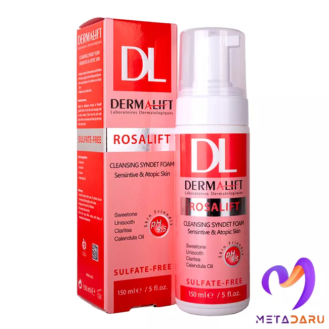 فوم شستشوی صورت پوست های حساس رزالیفت درمالیفت | Dermalift Rosalift Cleansing Syndet Foam