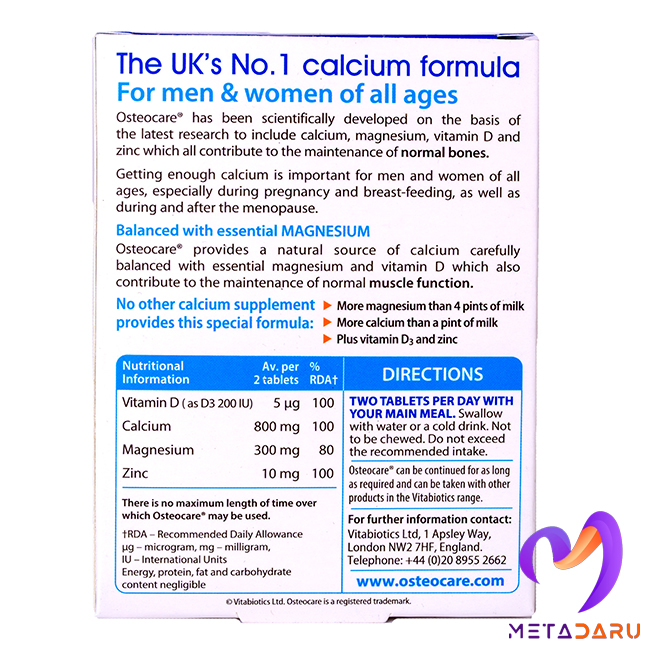 OSTEOCARE - CALCIUM MAG VIT D3 ZINC TAB (VITABIOTICS)