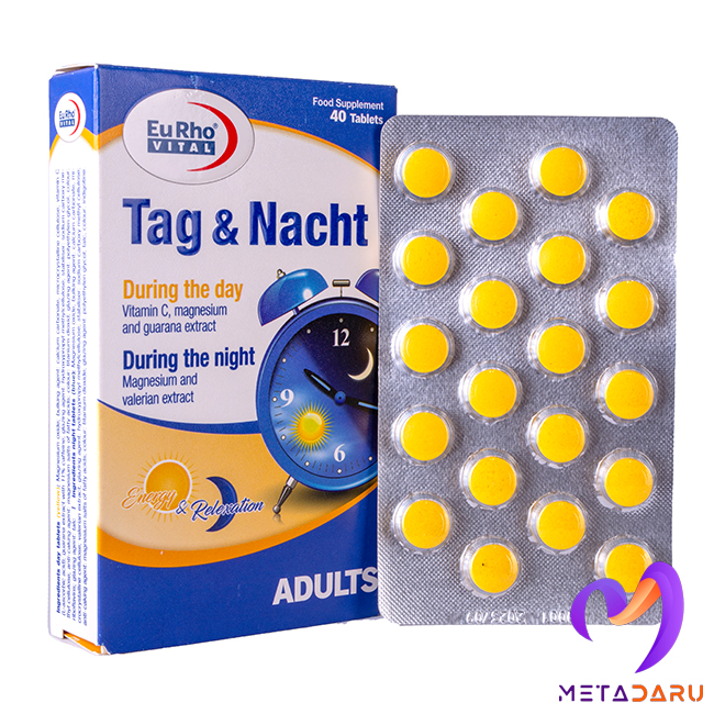 قرص تگ و نخت یوروویتال 40 عددی | با دو کاربرد برای افزایش انرژی و تنظیم خوابTAG & NACHT TAB ( EURHO VITAL