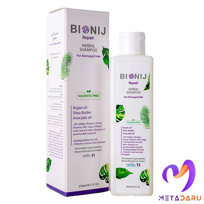 شامپو گیاهی مو آسیب دیده بیونیج | Bionij Repair Herbal Shampoo